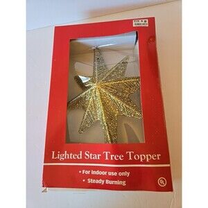 Vintage Lighted Christmas Tree Topper Star Open Box